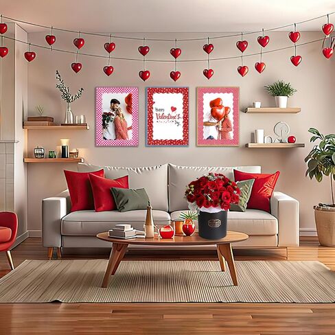 AUGSUN 70 Feet 60 Pcs Paper Valentine's Day Bulletin Board Decorations in 6 Designs, Red Pink Heart Stripe Dot Valentines Day Bulletin Board for School Classroom Office Party and Romantic Celebrations in Saudi Arabia