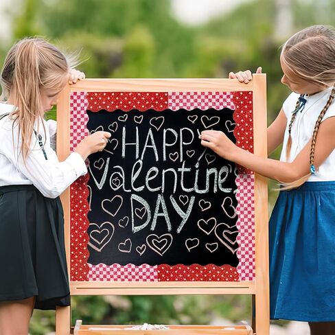 AUGSUN 70 Feet 60 Pcs Paper Valentine's Day Bulletin Board Decorations in 6 Designs, Red Pink Heart Stripe Dot Valentines Day Bulletin Board for School Classroom Office Party and Romantic Celebrations in Saudi Arabia