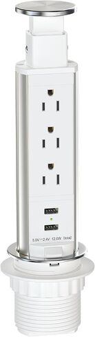 Pop up Outlet for Countertop, 3 AC Outlets & 2 USB-A, 3-1/4 Inch Silver in Kuwait