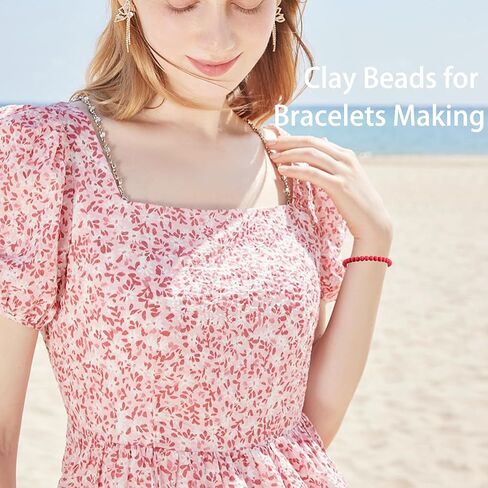 250Pcs Purple Clay Beads for Bracelets Making, 6mm Round Beads for DIY Necklace Earring Making Kit in Kuwait