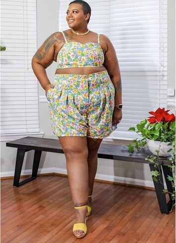 Know Me Women's Lined Crop Top, Shorts and Extra Wide Leg Pants Sewing Pattern Kit, Design Code ME2028, Sizes 16W-18W-20W-22W-24W-26W in Saudi Arabia