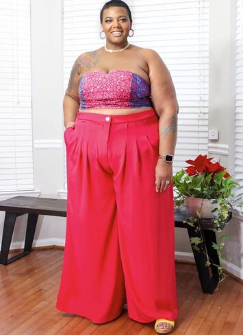 Know Me Women's Lined Crop Top, Shorts and Extra Wide Leg Pants Sewing Pattern Kit, Design Code ME2028, Sizes 16W-18W-20W-22W-24W-26W in Saudi Arabia
