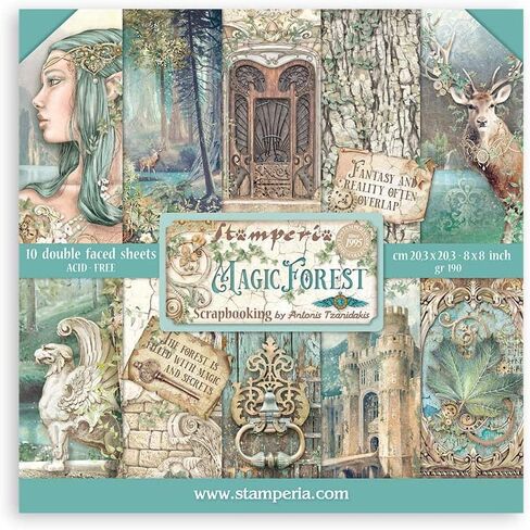 Stamperia Scrapbooking Pad-Magic Forest, Multicoloured, 12 x 12 inches in Kuwait