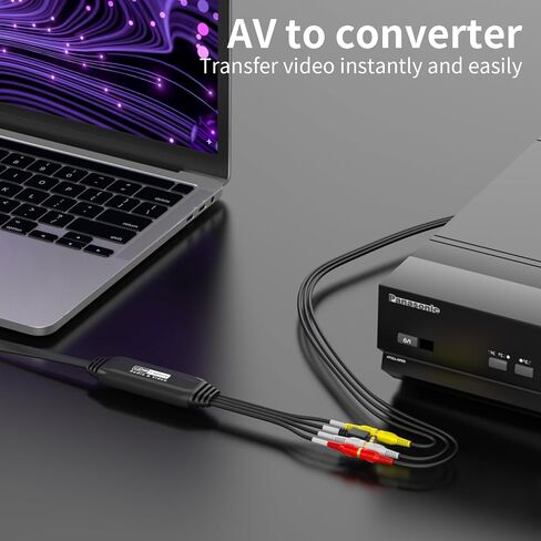 USB Video Capture Card, Audio Video Converter Grabber for RCA to USB-Convert VHS Mini DV VCR Hi8 DVD Equipment to Digital Converter for PC TV Tape Player Camcorder, Male in Saudi Arabia