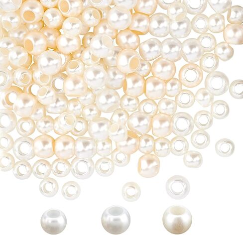 Nbeads 200 pcs حبات أكريليك أوروبية ، بؤلؤة مقلدة كبيرة من الخرز الأوروبي الخرز Rondelle Spacer لصنع المجوهرات in Kuwait