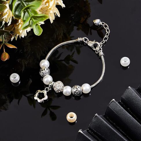 Nbeads 200 pcs حبات أكريليك أوروبية ، بؤلؤة مقلدة كبيرة من الخرز الأوروبي الخرز Rondelle Spacer لصنع المجوهرات in Kuwait