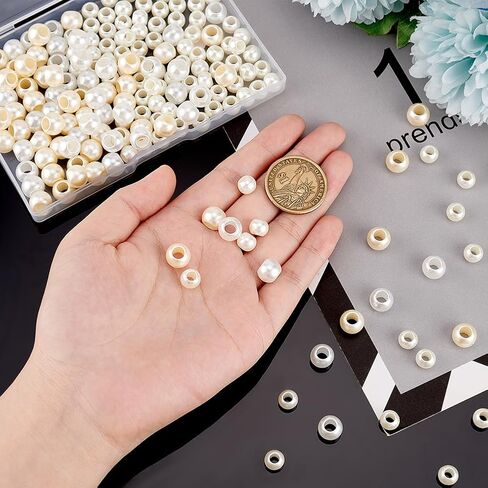 Nbeads 200 pcs حبات أكريليك أوروبية ، بؤلؤة مقلدة كبيرة من الخرز الأوروبي الخرز Rondelle Spacer لصنع المجوهرات in Kuwait