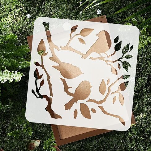 5Pcs Birds On Branch Wall Stencil Templates Plastic Reusable Bird Stencils for Painting on Walls Floors Wood Fabric Furniture Glass in Saudi Arabia