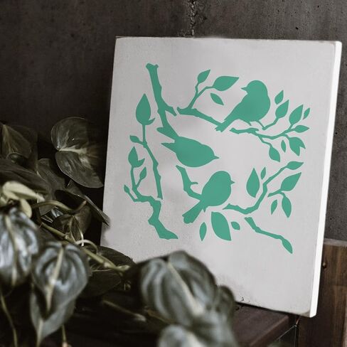 5Pcs Birds On Branch Wall Stencil Templates Plastic Reusable Bird Stencils for Painting on Walls Floors Wood Fabric Furniture Glass in Saudi Arabia