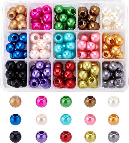 Nbeads 200 pcs حبات أكريليك أوروبية ، بؤلؤة مقلدة كبيرة من الخرز الأوروبي الخرز Rondelle Spacer لصنع المجوهرات in Kuwait