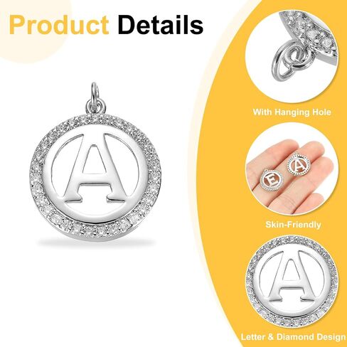 uxcell Letter Charm Bulk Initial Charm Round Alphabet Charm Pendant for Necklace Bracelet Earring Jewelry Making Diy in Saudi Arabia