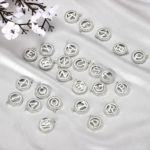uxcell Letter Charm Bulk Initial Charm Round Alphabet Charm Pendant for Necklace Bracelet Earring Jewelry Making Diy in Saudi Arabia
