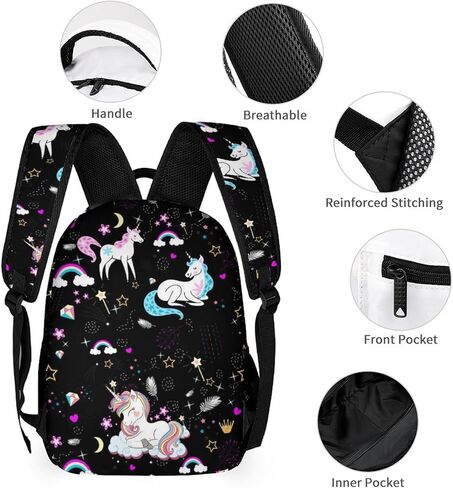 Rainbow Backpack Set School Bookbag with Lunch Bag Lightweight Pencil Case Pouch Bag (Rainbow, One Size) in Saudi Arabia