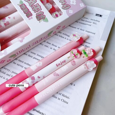 4 Pcs Erasable Retractable Pens Erasable Gel Ink Pens Cute Cartoon Erasable Pens 0.5mm Blue Ink Fine Point Writing Pen Office School Pens Women Girls Boys Pens (Blue Ink-Pink) in Saudi Arabia