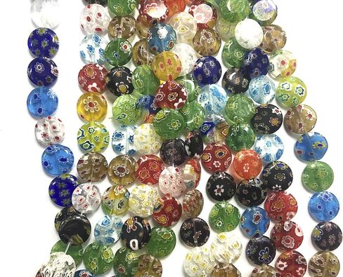 ALL in ONE Millefiori Lampwork Glass Beads for Jewelry Making DIY (12mm Flat Heart) in Saudi Arabia