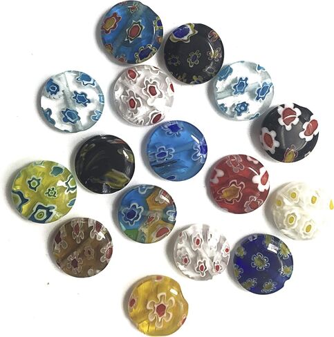 ALL in ONE Millefiori Lampwork Glass Beads for Jewelry Making DIY (12mm Flat Heart) in Saudi Arabia