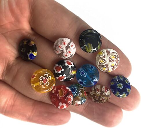 ALL in ONE Millefiori Lampwork Glass Beads for Jewelry Making DIY (12mm Flat Heart) in Saudi Arabia