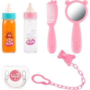 Babeside 6 PCS مجموعة إكسسوارات دمية Reborn ، زجاجة دمية صغيرة للحيوانات ، مصاصة مغناطيسية مع سلسلة مقطع مصاصة للفتيات والفتيان (دمى غير متضمنة)