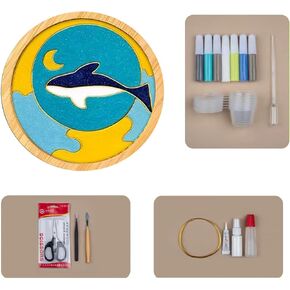 DIY Filigree Enamel Kit, Handmade Enamel Starter Materials Package Kit, Decor Your Own Design Coaster, Cartoon Pattern DIY Art Coaster Kit for Adults (Rocket)