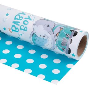 altarho altarho baby baby jot wrapping for boys - 17 inch × 33 قدم - شاحنة الأزرق الأزرق ونقطة البولكا - أنماط حيوانات لطيفة للاستحمام عيد ميلاد جديد زخرفة حفلة الطفل