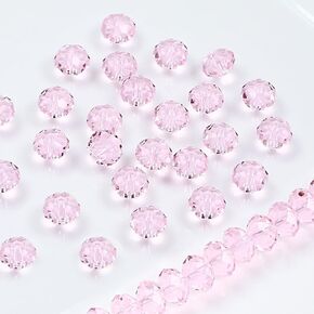 84pcs حبات زجاجية لصنع المجوهرات ، شكل مستدير 8 ملم من الخرزات الفواصل المفرطة متعددة من الحبات الكريستالية لسروب السوار اليدوية DIY ، قلادة قلادة ، وردي