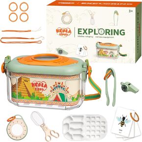 صيد الحشرات للأطفال explorer explorer bug kit ، الزجاج المكبر ، ملاقط ، صافرة و Compass ، دليل التعلم ، موائل الحشرات ، الألعاب الخارجية (3 سنوات +)