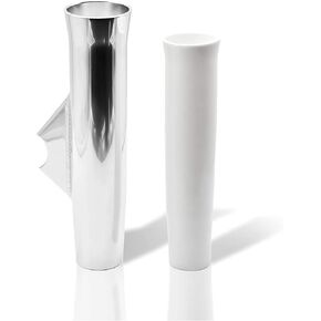 MARINE CITY White Anodize Finish Aluminum Flared Weld-on White Vinyl Insert Adjustable Fishing Rod Holder (Length: 10 Inches Dia.:1-1/2 Inches) for Marines – Boats – Ships – Yachts