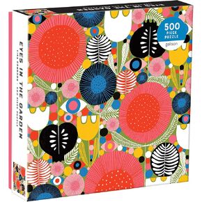 Galison Eyes in the Garden Jigsaw Puzzle ، 500 قطعة ، 20 "x20" - توضيح مشرق ومبهج للزهور والأشكال والعينين الساهرة - صعبة ، مثالية للمرح العائلي - نشاط داخلي ممتع