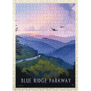 MyPuzzle Blue Ridge Parkway: عرض عيون الطيور ، ملصق عتيقة - ألغاز بانوراما 1000 قطعة للبالغين