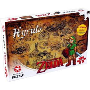 Winning Moves Legend of Zelda Hyrule Field 500 Piece Jigsaw Puzzle Game, Create a Beautiful Illustration of Hyrule Field a Must Have for Every Zelda Fans, Gift for Ages 10 Plus