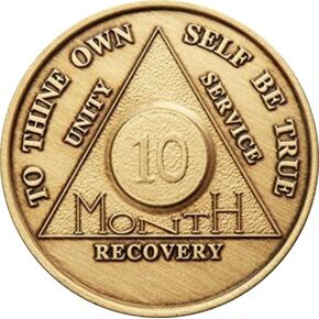 10 Month AA Medallion Bronze Anniversary Style Sobriety Chip