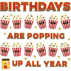 Loneliness 66PCS Popcorn Birthday Bulletin Board Set Classroom Decorations Popcorn DIY Photo Crafts Cutouts for Students Kindergarten Classroom Office Wall Back to School Decor Carnival Party Supplies