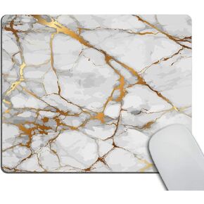 Smooffly Mouse Pad White Marble Gold Grain Watermark Background Design Mousepad Non Slip Rubber Gaming Mouse Pad Rectangle Mouse Pads for Computers Laptop - Marble