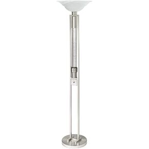 Homelegance Satin Nickel Metal Floor Collinder Collinder Collinder Collinder Parkling Decorative Displative Dancing Water Agcent Light مع ظل مصباح زجاجي