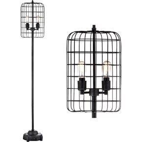 JONATHAN Y JYL4030A Odette 65" Industrial Metal Floor Lamp Industrial,Rustic,Transitional for Bedrooms, Living Room, Office, Reading, Black/Silver