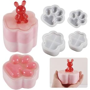 2PCS Cat Cat Claw Box Resin Moulds كبير القالب الإبوكسي اللطيف قوالب Silicon Silicone الصغيرة مع الغطاء DIY قلادة حلقة تخزين المجوهرات.