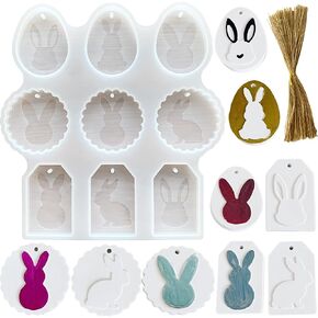 Easter Bunny Resin Mold Bunny Shape Silicone Candle Molds 3D Rabbit Silicone Epoxy Resin Keychain Molds for Resin Casting, Cute Animal Craft Mold for DIY Easter Ornaments Home Decoration