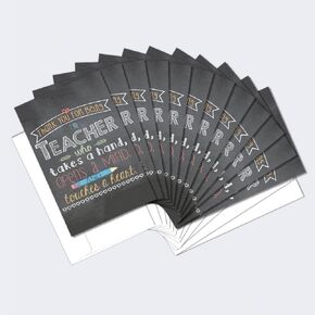 Tree-Free Greetings EcoNotes 12-Count Notecard Set With Envelopes, 4 x 6 Inches, Teacher Mind and Heart Themed Teacher Gift Art (56219)