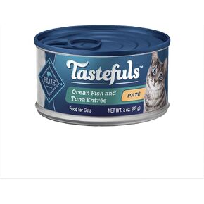 Blue Buffalo Tastefuls Natural Wet Cat Food Cans, Paté Style, Ocean Fish and Tuna Entrée 3-oz Cans (Pack of 4)
