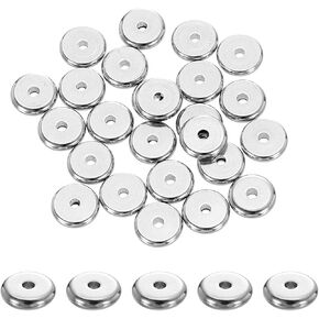 uxcell 50 Pcs Stainless Steel Spacer Beads, 5mm Flat Round Beads Metal Heishi Bead Long-Lasting Rondelle Disc Spacers for Bracelet Necklace Jewelry Making, Silver