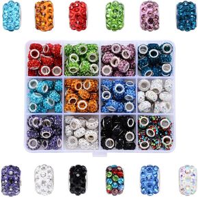 100pcs Faceted European Black Glass Rondelle Beads - Large Hole, 14x8mm, No Metal, DIY Bracelet, Necklace, Crafts: 5mm