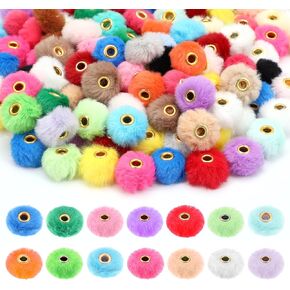 200 pcs pom poms faux faux fur beads beads fluffy beads for peads fuzzy beads 0.8 "milected pom pop pops beads beads plush beads for diy netcleace mondery make made handicrafts (multicolorted)