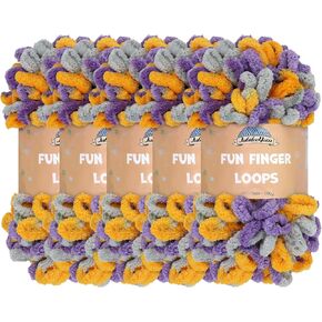 Jubileeyarn Fun Fund Loops Yarn - Jumbo Polyester - 100g/skein - Multicolor Navy Gray - 5 Skeins
