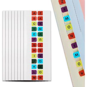 208 PCS A-Z لزجة الأبجدية ، ملصقات الأبجدية ذاتية اللصق للكتب ، علامات تبويب علامات التبويب الأبجدية ، علامات تبويب الفهرس الأبجدي للقاموس ، الملف ، دفتر الملاحظات (أبيض)