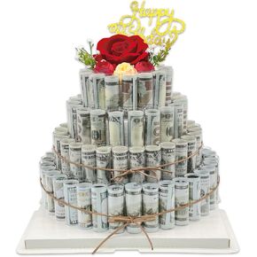 صناديق الهدايا النقدية DTESL ، صندوق هدايا يوم عيد ميلاد سعيد ، صندوق هدايا مالي كعكة مزيفة.