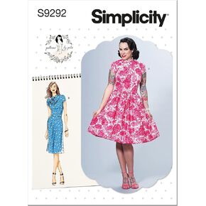 Simplicity يغيب عن طوق الماندرين ذي فستان مزودة بملابس ، رمز 9292 نمط الخياطة ، الأحجام 14-22 ، أبيض