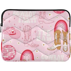 Western Cowgirl Boots Pink Laptop Sleeve Waterproof Computer Carrying Bag Cover Bags Protective Case Briefcase 13-14inch