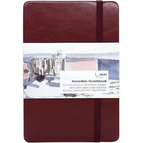 ETCHR Watercethbook Sketchbook أكورديون 4x6in - 100 ٪ من الورق المائي القطن - الصحافة الباردة الورق المائي - استخدام للوسائط المختلطة للغواشات المائية أو للرسم - كراسة الرسم للألوان المائية