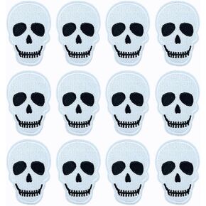 12 PCS Skull Patches - Black White Skull Iron On Sew On Gothic Embroidery Patches for DIY Clothing Bags Hats Jackets