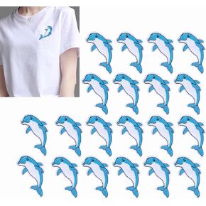 20pcs الحديد على بقع الدلافين نمط مطرزة على رقعة حيوانات الحيوانات شارة تزيين DIY بقع بقع تزيين للخياطة أو حديد القميص جاكس جاك